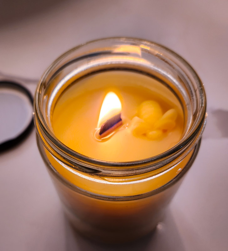 Coffee + Almond Maple- Scented Beeswax Wooden Wick Candle +